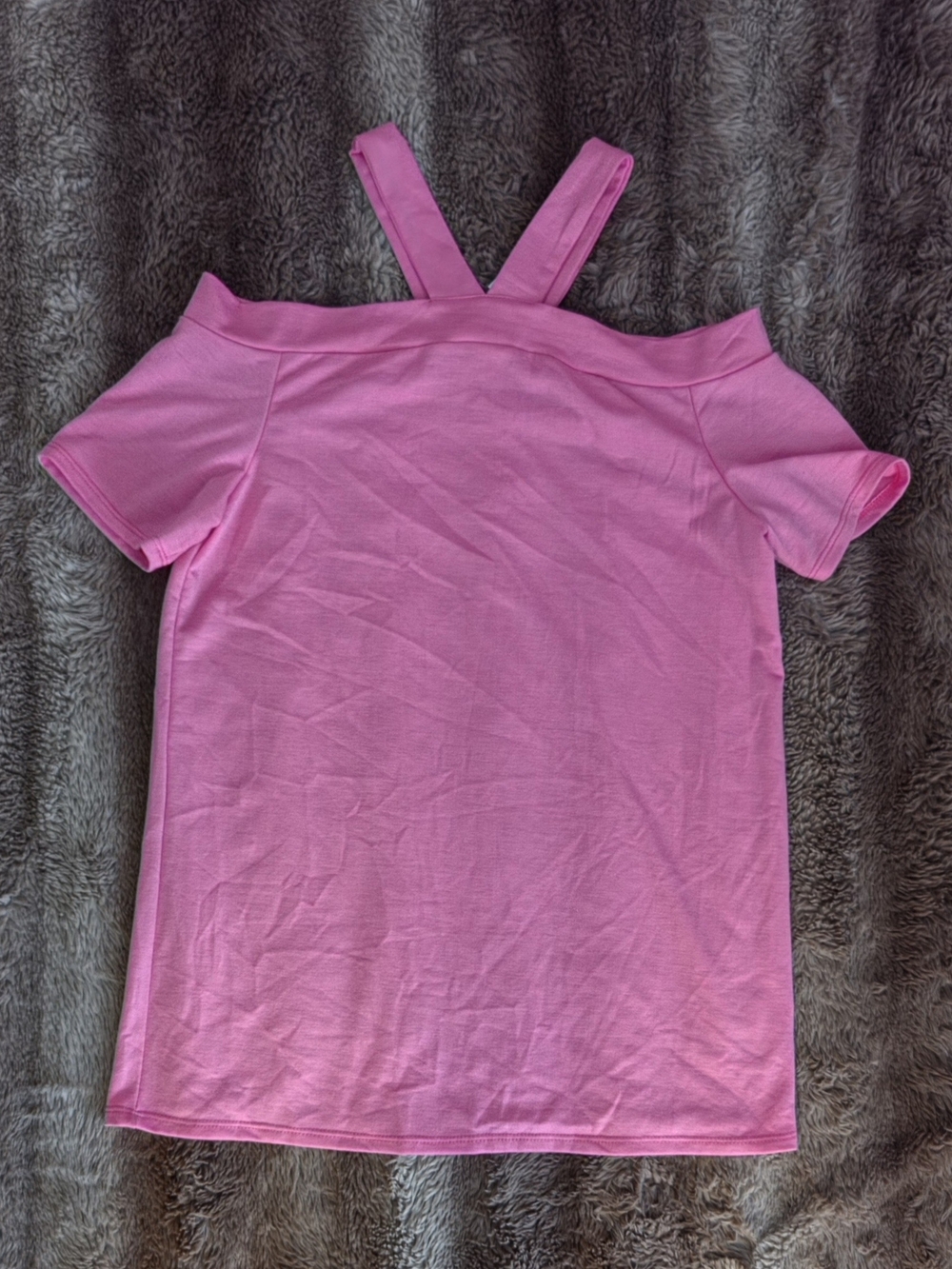 NWOT Fantastic Fawn Pink Cold-Shoulder Halter Strap Short Sleeve Top M